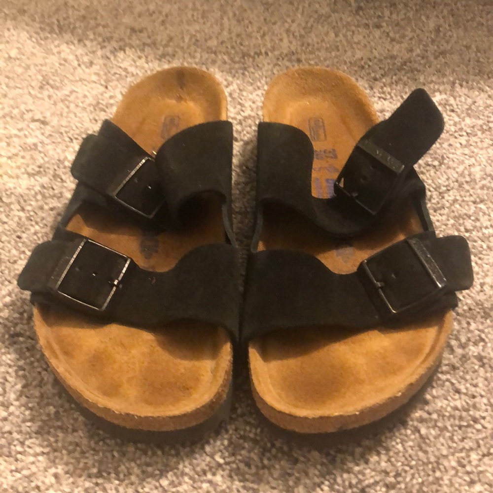 Black Two Strap Birkenstock Soft Footbed